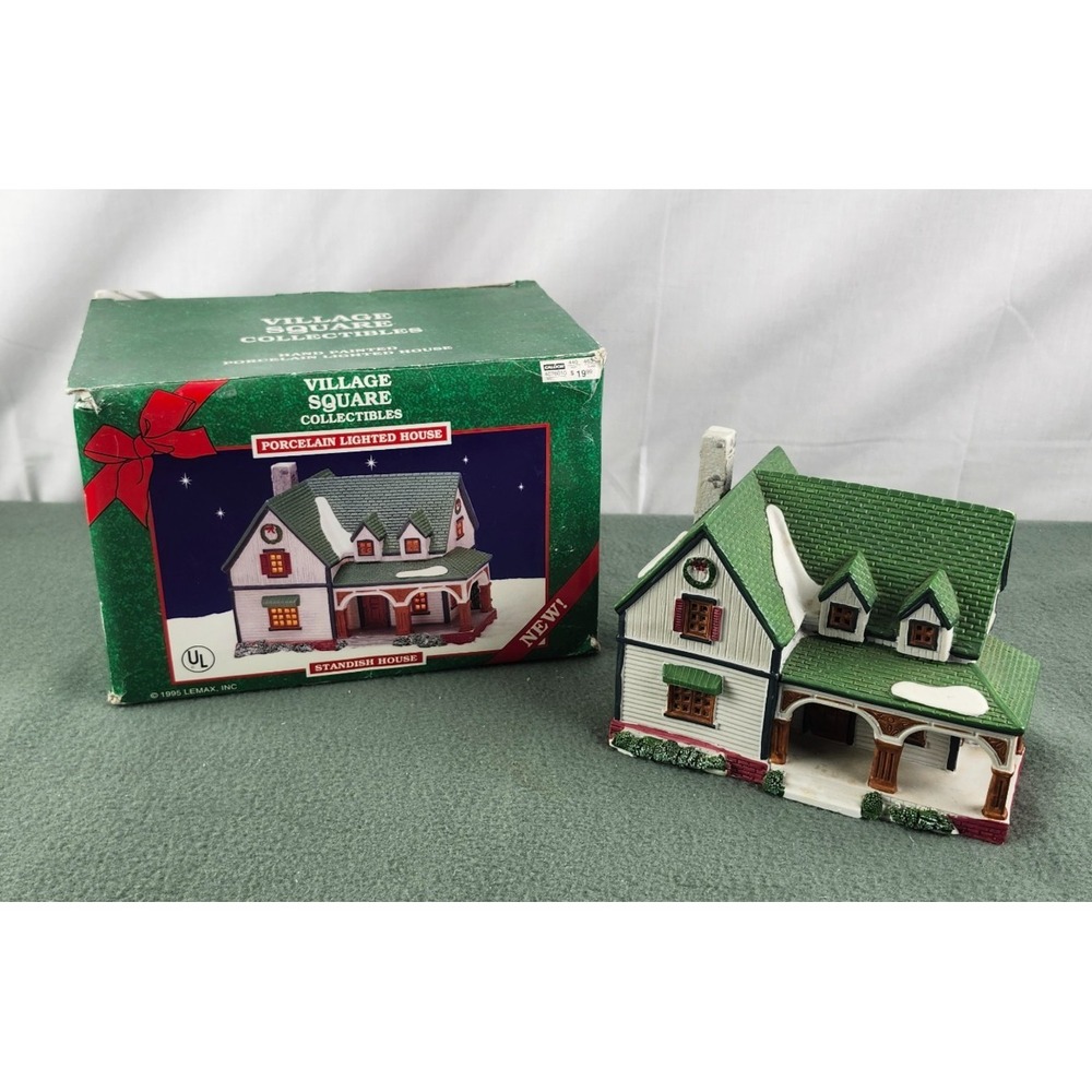 Vintage 1995 Lemax Village Square Standish House Porcelain Lighted House Boxed